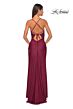 La Femme 32139 Floral Corset Slit Skirt Lace-Up Dress