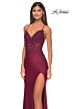 La Femme 32139 Floral Corset Slit Skirt Lace-Up Dress