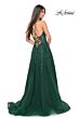 La Femme 32147 High Slit Plunging Neck Glitter Dress