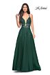La Femme 32147 High Slit Plunging Neck Glitter Dress