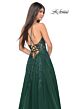 La Femme 32147 High Slit Plunging Neck Glitter Dress