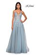 La Femme 32147 High Slit Plunging Neck Glitter Dress