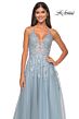 La Femme 32147 High Slit Plunging Neck Glitter Dress