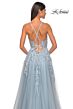 La Femme 32147 High Slit Plunging Neck Glitter Dress