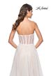 La Femme 32149 Slit Skirt Satin Corset Strapless Dress