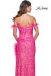 La Femme 32150 Off The Shoulder Feather Sequin Dress