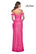La Femme 32150 Off The Shoulder Feather Sequin Dress