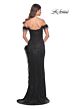 La Femme 32151 Feather Slit Off The Shoulder Dress