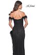 La Femme 32151 Feather Slit Off The Shoulder Dress