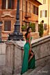 La Femme 32152 Side Slit Cowl Neck Lace-Up Dress