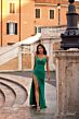 La Femme 32152 Side Slit Cowl Neck Lace-Up Dress