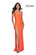 La Femme 32152 Side Slit Cowl Neck Lace-Up Dress