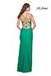 La Femme 32152 Side Slit Cowl Neck Lace-Up Dress