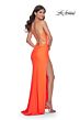 La Femme 32152 Side Slit Cowl Neck Lace-Up Dress
