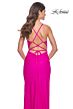 La Femme 32152 Side Slit Cowl Neck Lace-Up Dress