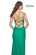 La Femme 32152 Side Slit Cowl Neck Lace-Up Dress