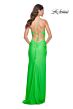 La Femme 32152 Side Slit Cowl Neck Lace-Up Dress