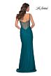 La Femme 32153 Illusion Back Cowl Neckline Ruched Dress