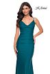 La Femme 32153 Illusion Back Cowl Neckline Ruched Dress