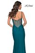 La Femme 32153 Illusion Back Cowl Neckline Ruched Dress