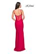 La Femme 32153 Illusion Back Cowl Neckline Ruched Dress
