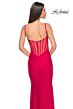 La Femme 32153 Illusion Back Cowl Neckline Ruched Dress