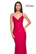 La Femme 32153 Illusion Back Cowl Neckline Ruched Dress