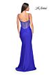 La Femme 32153 Illusion Back Cowl Neckline Ruched Dress