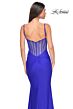 La Femme 32153 Illusion Back Cowl Neckline Ruched Dress