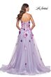 La Femme 32156 Floral Embroidery Strapless Corset Dress