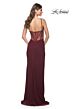 La Femme 32160 Cowl Neck Illusion Back High Slit Dress