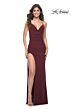 La Femme 32160 Cowl Neck Illusion Back High Slit Dress