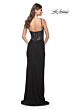 La Femme 32160 Cowl Neck Illusion Back High Slit Dress