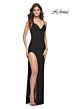 La Femme 32160 Cowl Neck Illusion Back High Slit Dress