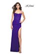 La Femme 32161 High Slit Ruched Corset Dress