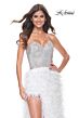 La Femme 32165 Feather Skirt High Slit Strapless Dress