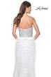 La Femme 32165 Feather Skirt High Slit Strapless Dress