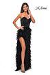 La Femme 32165 Feather Skirt High Slit Strapless Dress