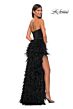 La Femme 32165 Feather Skirt High Slit Strapless Dress