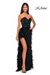 La Femme 32165 Feather Skirt High Slit Strapless Dress