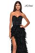 La Femme 32165 Feather Skirt High Slit Strapless Dress