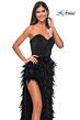La Femme 32165 Feather Skirt High Slit Strapless Dress