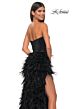 La Femme 32165 Feather Skirt High Slit Strapless Dress