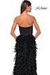 La Femme 32165 Feather Skirt High Slit Strapless Dress