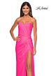 La Femme 32175 Ruched Waist High Slit Strapless Dress
