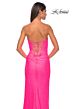 La Femme 32175 Ruched Waist High Slit Strapless Dress
