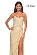 La Femme 32175 Ruched Waist High Slit Strapless Dress