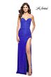 La Femme 32176 Cutaway Slit Illusion Back Strapless Dress