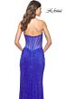 La Femme 32176 Cutaway Slit Illusion Back Strapless Dress