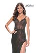 La Femme 32177 Cutaway Slit Illusion Top Glitter Dress